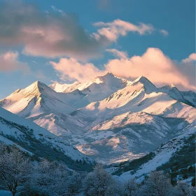 Winter Mountain Landscape with Clouds