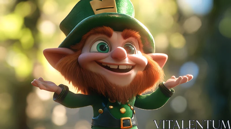 Happy Leprechaun with Open Arms AI Image