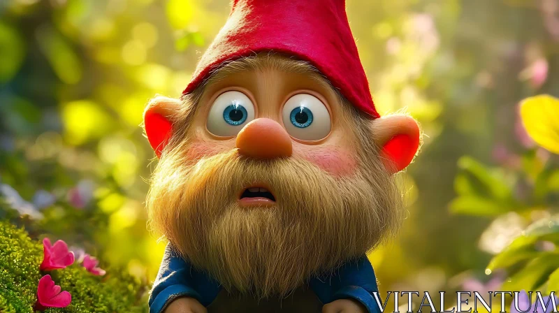 AI ART Whimsical Gnome with Wide Eyes