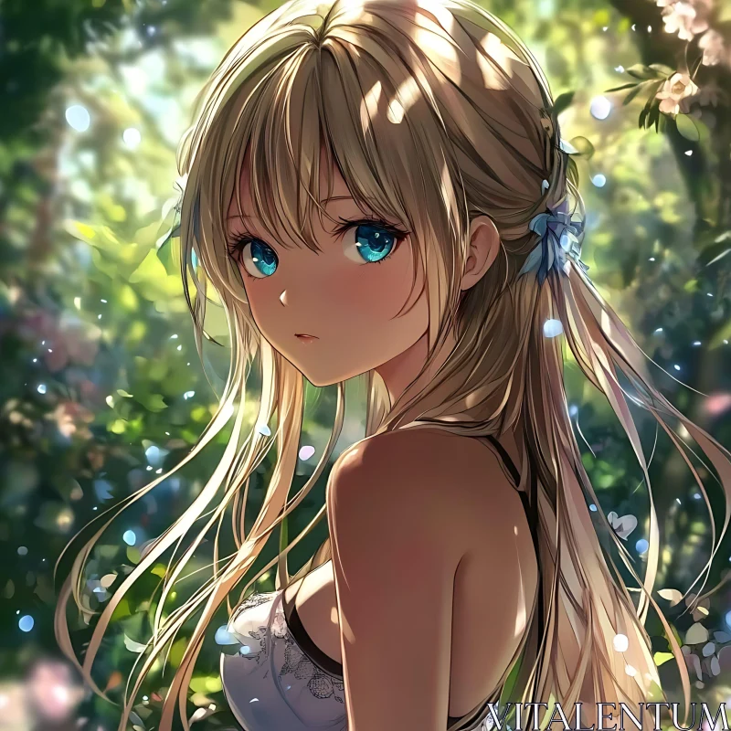 Anime Girl in Nature Setting AI Image