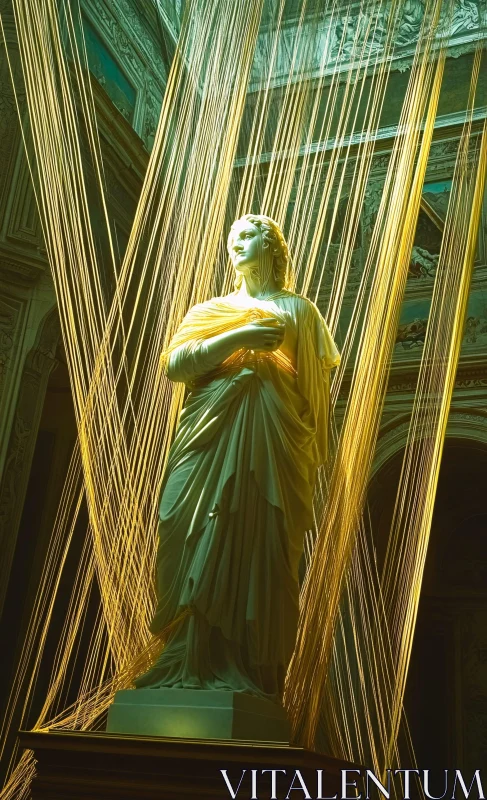 AI ART Classical Statue with Golden String Installation