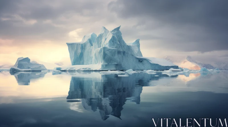 Mysterious Iceberg Floating on Water - Atmospheric Wildlife Photography AI Image