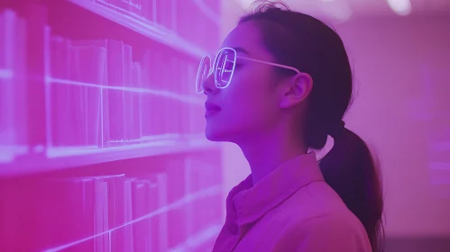 Woman in Neon Library
