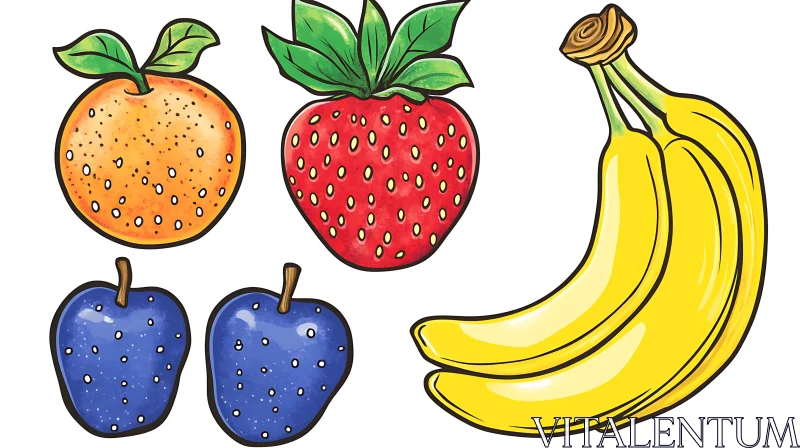 Cartoon Fruit Medley AI Image