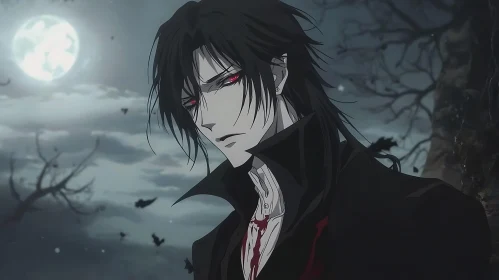 Gothic Anime Vampire by Moonlight