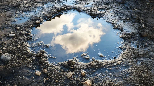 Earthy Puddle Reflecting Sky