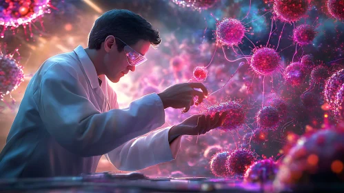 Scientist Examining Cells in Laboratory