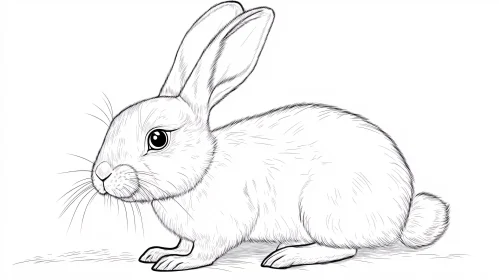 Monochrome Rabbit Drawing: Whimsical Art