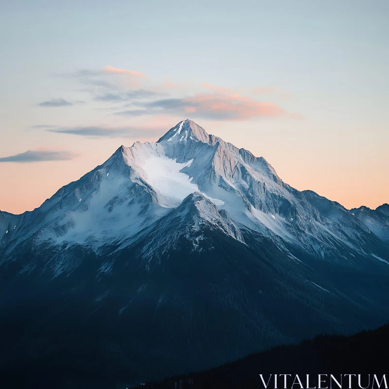 AI ART Mountain Peak at Sunset