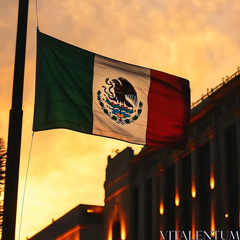 AI ART Flag of Mexico at Golden Hour