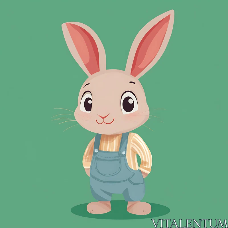 Cartoon Rabbit with Overalls Design AI Image