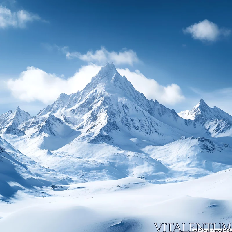 AI ART Winter Mountain Landscape with Snow