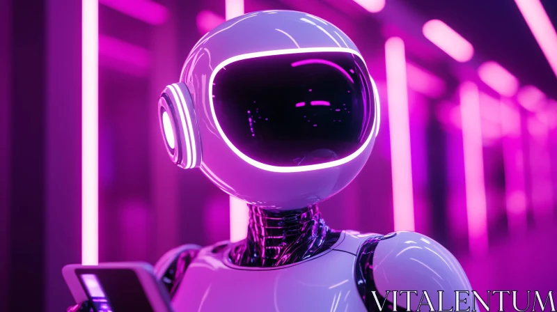 AI ART Neon-Accented Robot in Futuristic Setting