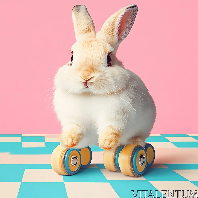 AI ART Bunny on Wheels: A Whimsical Art Piece