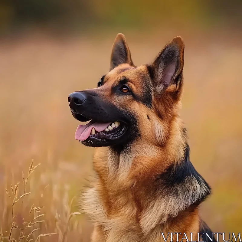 AI ART Alert German Shepherd Close-Up in Nature