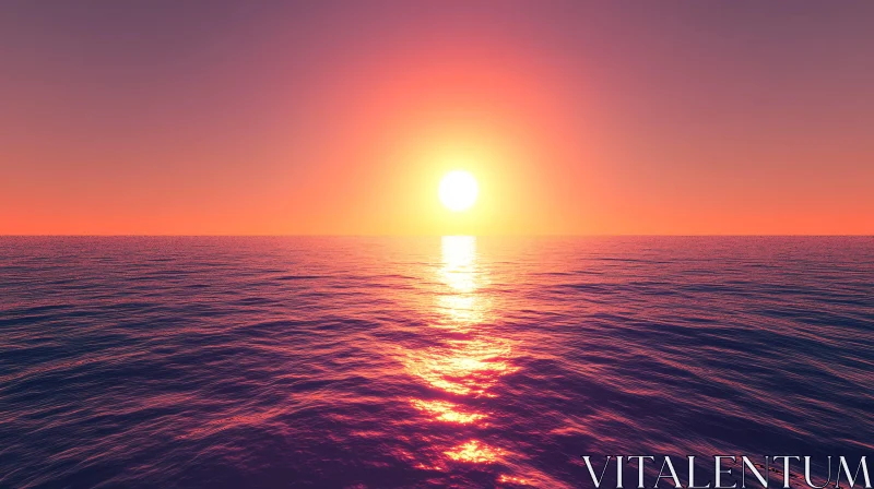 Golden Sunset Over Tranquil Ocean AI Image