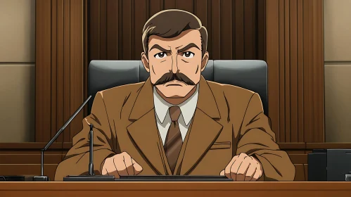 Anime Judge in Courtroom Setting