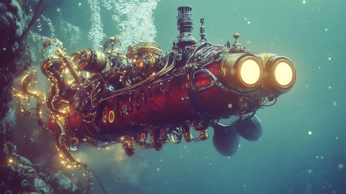 Vintage Submersible in the Deep Sea