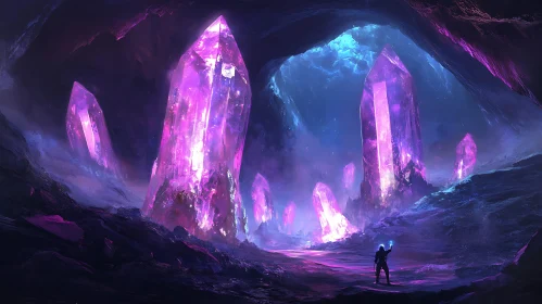 Glowing Crystals in Cavern