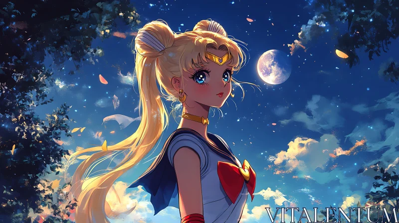 Moonlit Anime Scene AI Image