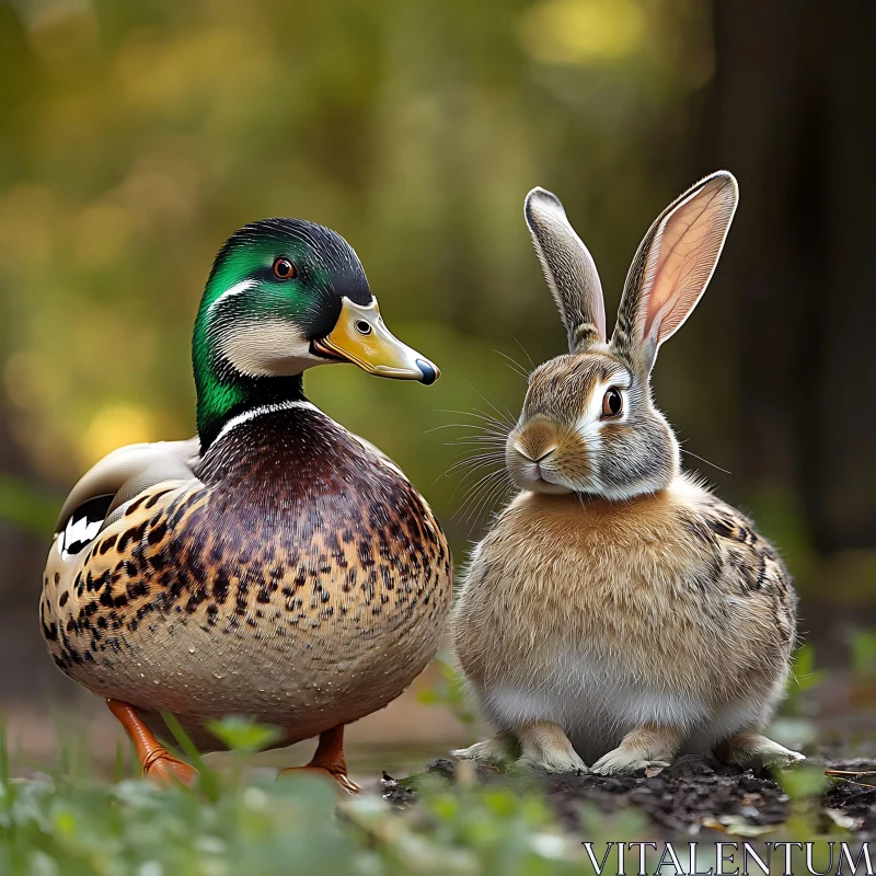 AI ART Wildlife Companions: Duck and Hare