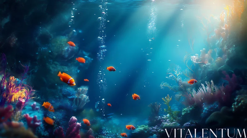 Coral Reef Fish in Ocean Sunlight AI Image