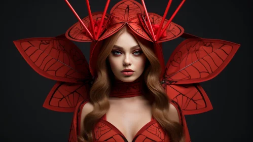 Captivating Red Costume Image | Symmetrical Compositions | Dark Fairy Tales