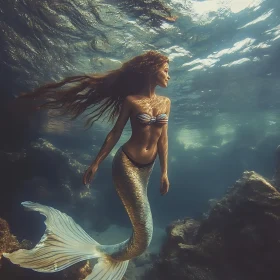 Mystical Mermaid in Ocean Depths