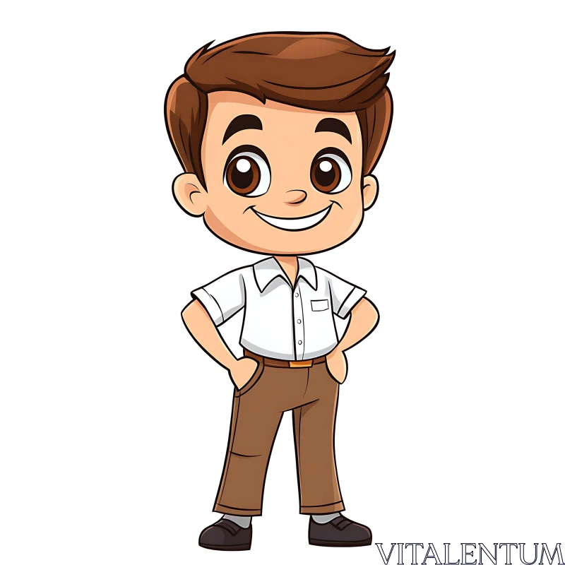 AI ART Smiling Young Boy Cartoon Character