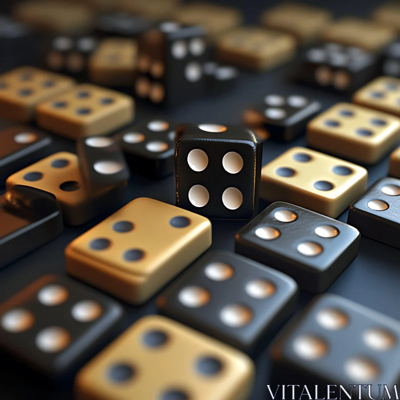 Modern Dice in Black and Gold AI Image