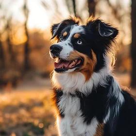 Joyful Dog in Autumn Setting