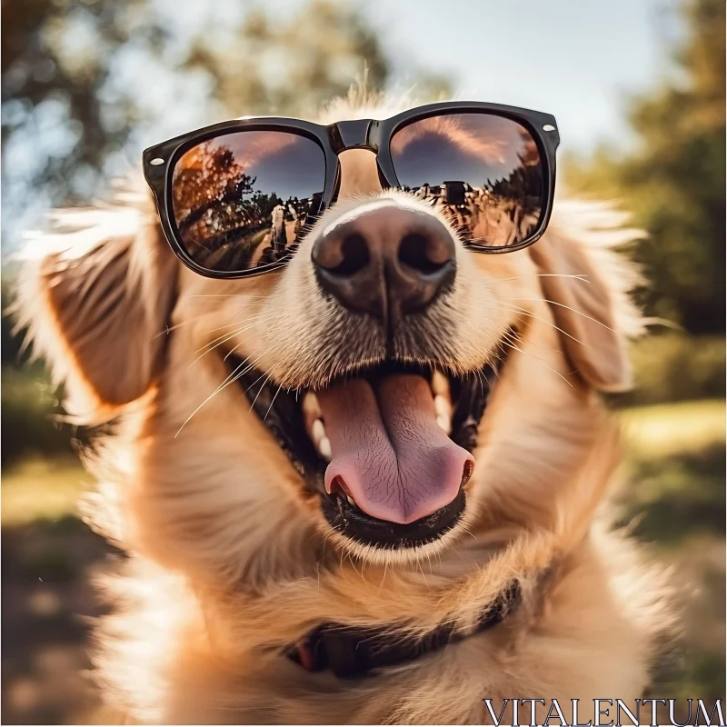 Golden Retriever with Sunglasses AI Image