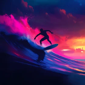 Sunset Surfer Silhouette