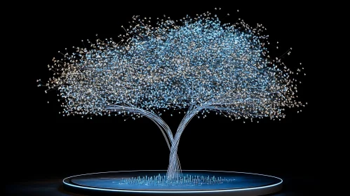 Glowing Digital Tree on Black