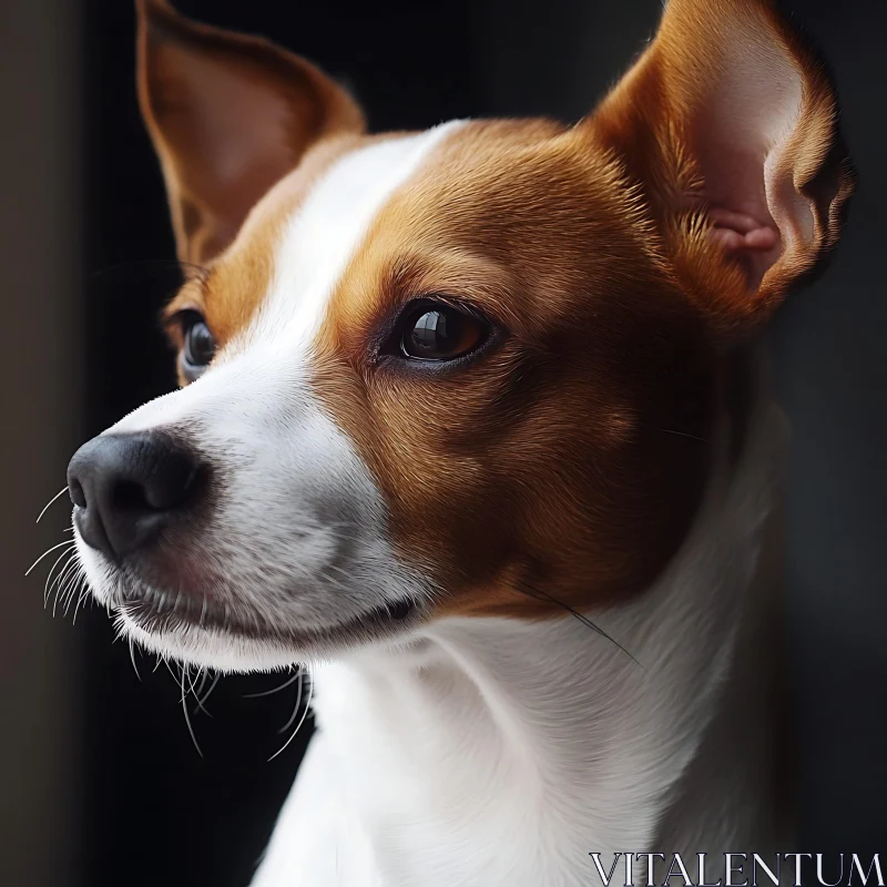 Close-Up of a Dog with Brown and White Fur AI Image