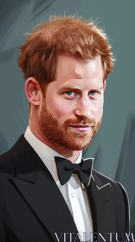 AI ART Prince Harry Detailed Drawing in Formal Attire