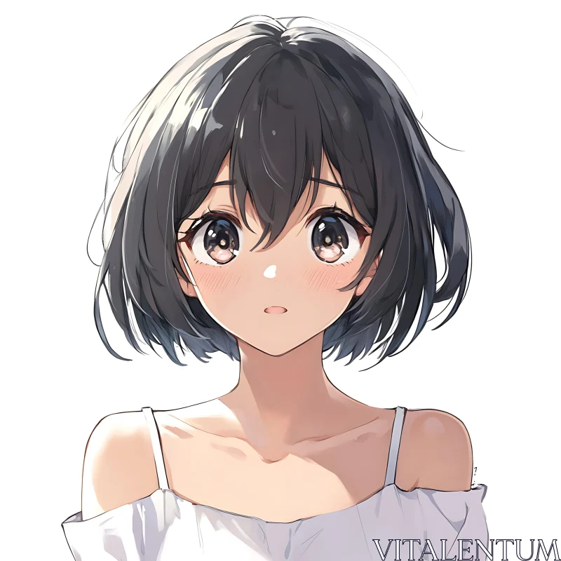 AI ART Anime Character with Large Eyes and Short Hair