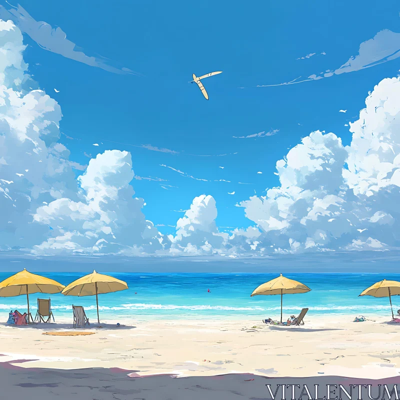 Coastal Relaxation: A Beach Getaway AI Image