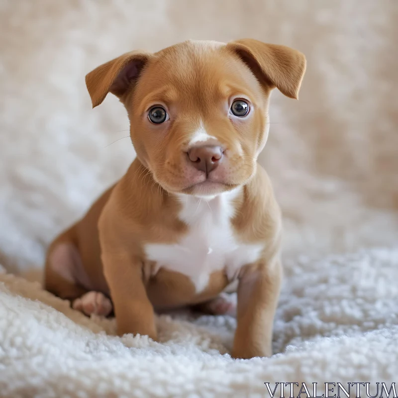 Cute Puppy Portrait with Blue Eyes AI Image