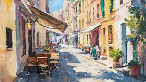 Sunlit Cafe Street Artwork
