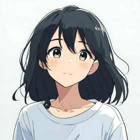 Gentle Smiling Anime Girl Drawing