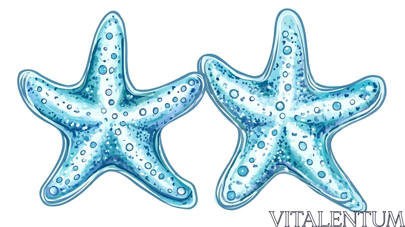Paired Starfish Watercolor Illustration
