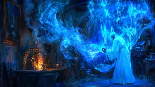 Enigmatic Alchemist Casting a Spell