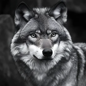 Monochrome Wolf Gaze