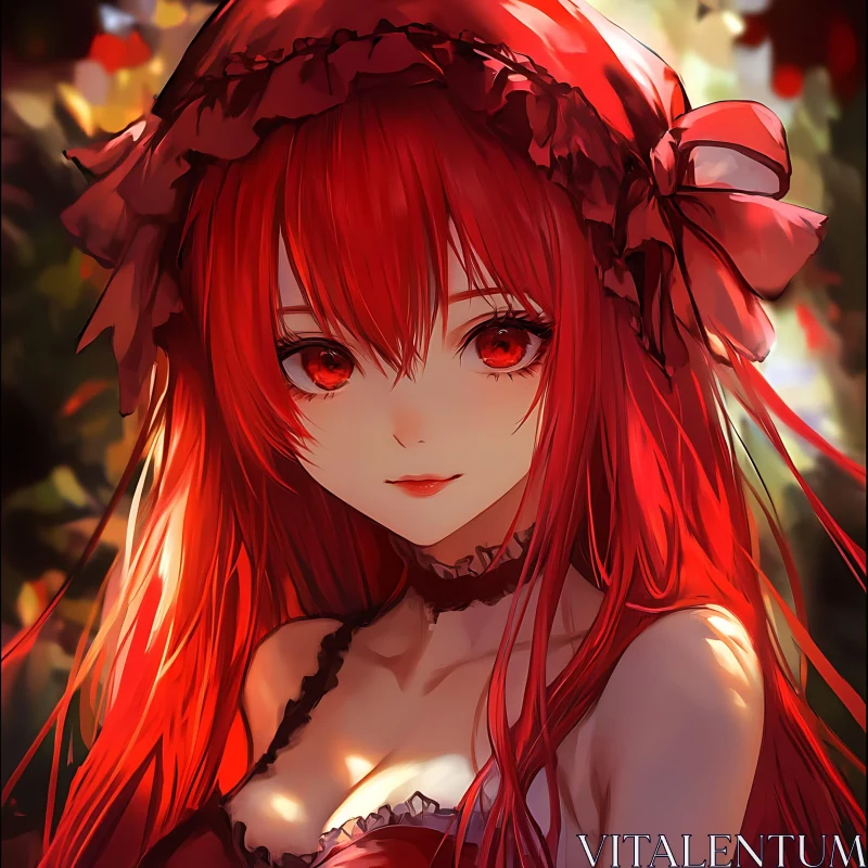 Anime Girl in Red Dress - Exquisite Portrait Art