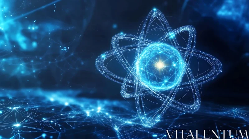 Abstract Neon Atom: Science Concept Art