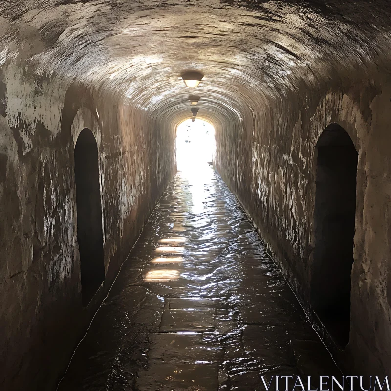 Stone Tunnel Perspective AI Image