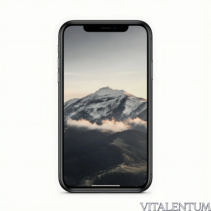 Mountain Landscape on Mobile Device AI Image