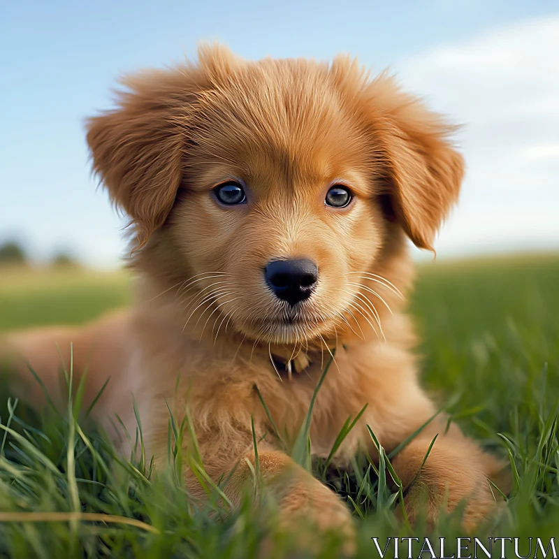 Cute Puppy Relaxing Outdoors