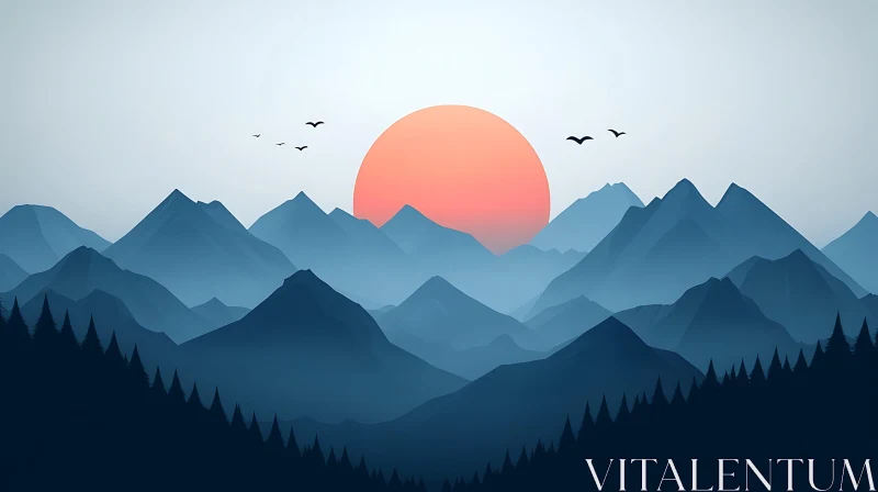 Blue Mountain Range at Sunset